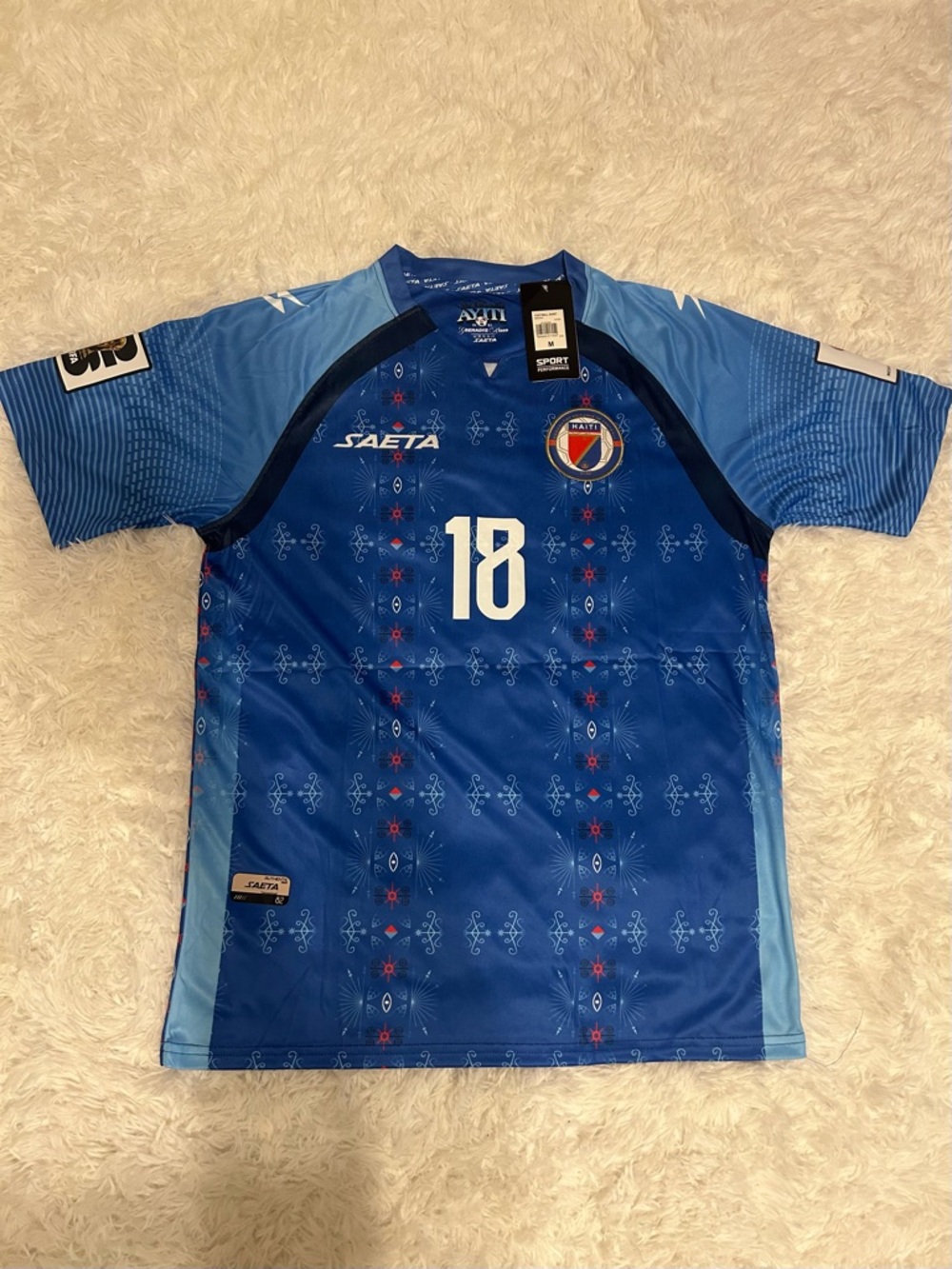 Haiti Men's Blue Number 18 Athletic Jersey